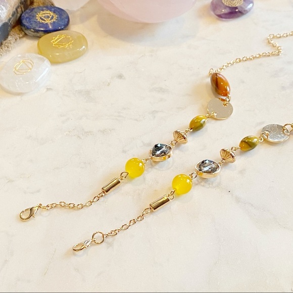 3/$15 Yellow & Gold Beaded Face Mask Chain - Picture 3 of 5